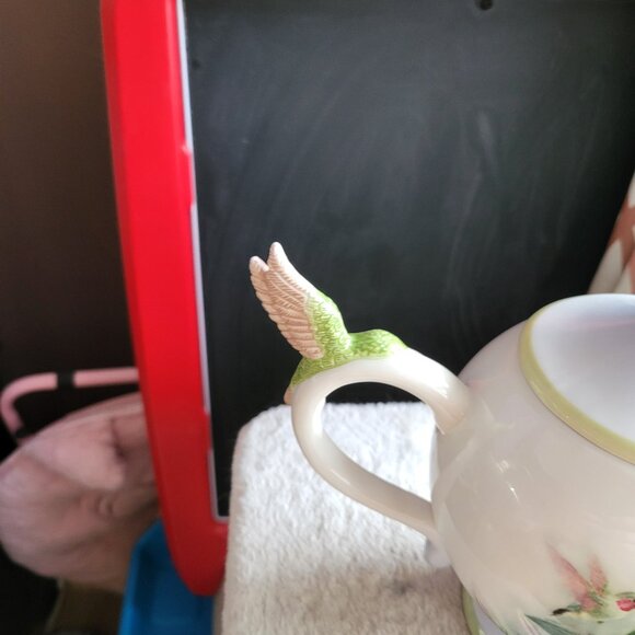 vintage Teleflora Gift teapot Lena Liu Hummingbird and Lilies Imperial Graphics - Picture 5 of 11